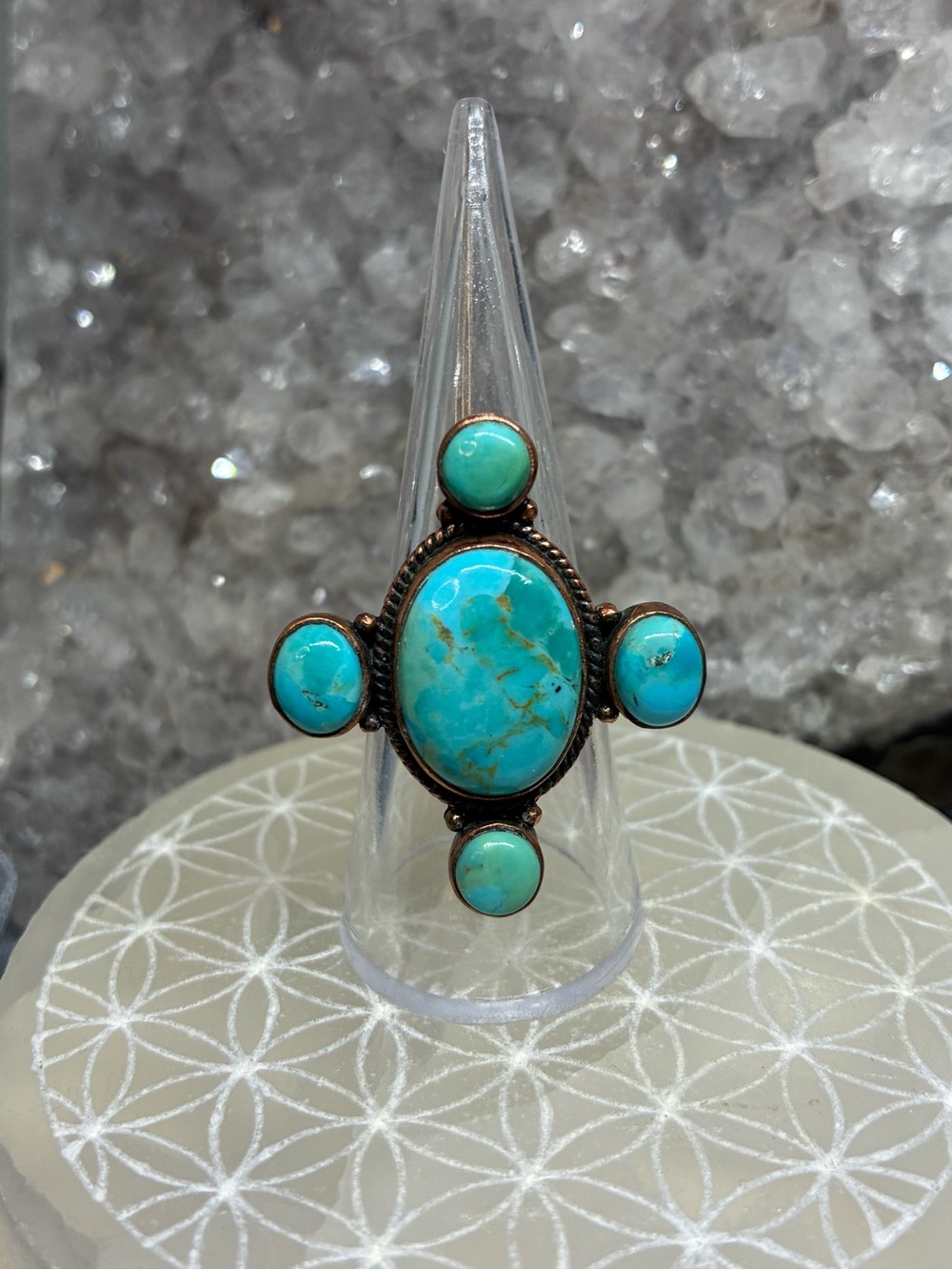 Turquoise Stone Statement Copper Ring